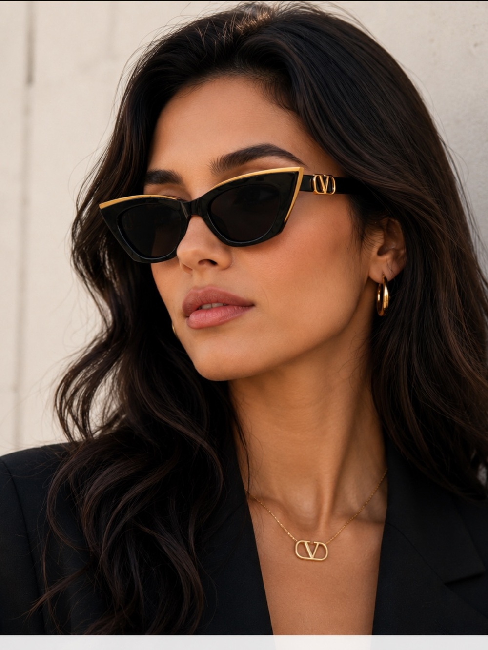 Valentino Garavani V Goldcut II Acetate & Titanium Cat-Eye Sunglasses 55mm